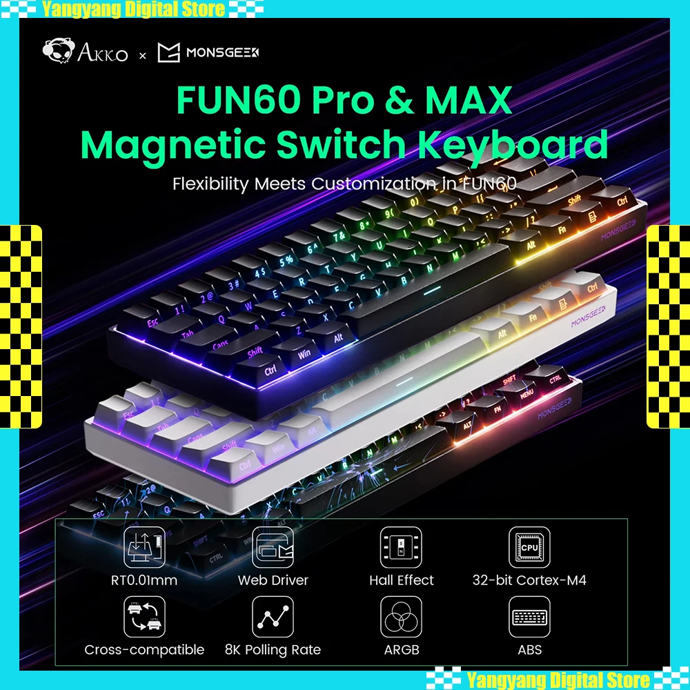 Akko MonsGeek FUN60 PRO Трехрежимная механическая клавиатура Беспроводная для киберспортивных игр 8K Возврат RT0,01 мм RGB Световой эффект
Akko MonsGeek FUN60 PRO Трехрежимная механическая клавиатура Беспроводная для киберспортивных игр 8K Возврат RT0,01 мм RGB Световой эффект