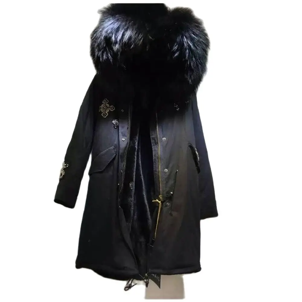 Popular Black Fur Coat Rivet Beading Cross Novel Male Long Black Big Collar Coat Pattern Black Lined Jacket
Popular Black Fur Coat Rivet Beading Cross Novel Male Long Black Big Collar Coat Pattern Black Lined Jacket