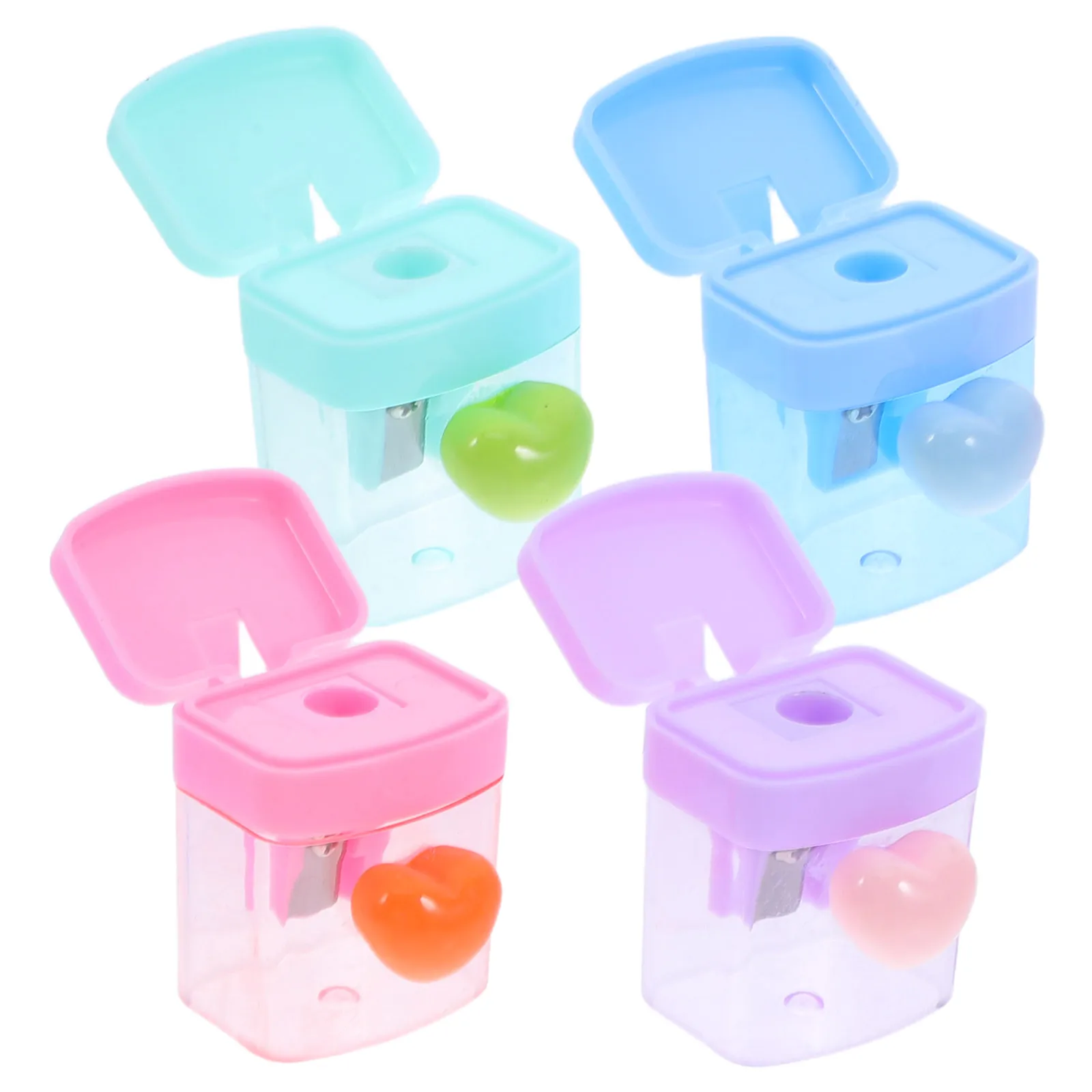 4 Pcs Single Hole Transparent Heart Pattern Sharpener Mini Crayon Office Supplies Plastic Cute School Kids
4 Pcs Single Hole Transparent Heart Pattern Sharpener Mini Crayon Office Supplies Plastic Cute School Kids