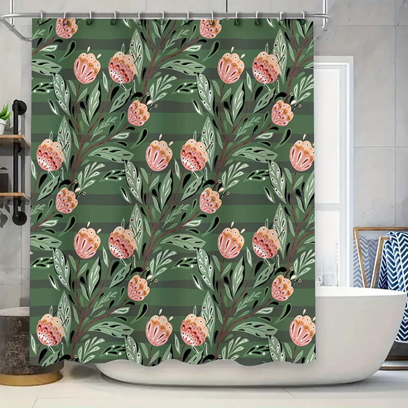 Украсьте свою ванную комнату с помощью этой стильной зеленой цветочной занавески для душа идеально подходящей для современных ванных комнат! 
Украсьте свою ванную комнату с помощью этой стильной зеленой цветочной занавески для душа идеально подходящей для современных ванных комнат!