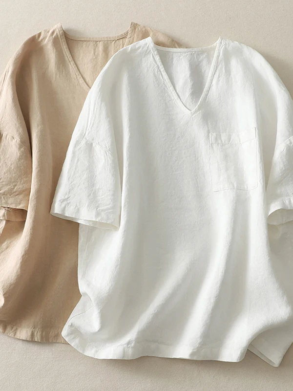 Свободная хлопково-льняная футболка ort Sve V-Ne, художественная повседневная женская свободная футболка большого размера, удобная летняя одежда
Свободная хлопково-льняная футболка ort Sve V-Ne, художественная повседневная женская свободная футболка большого размера, удобная летняя одежда