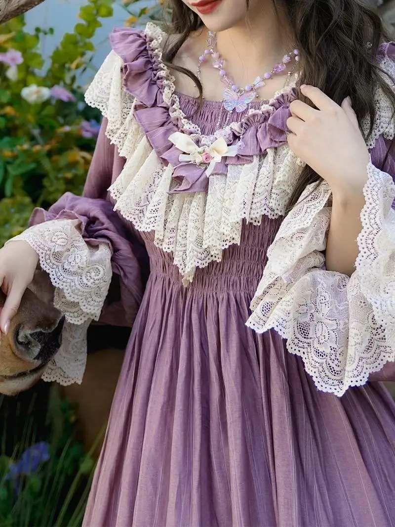 Original Miss Egg Purple Wisteria Vintage Court Tea Party Lantern Sleeve Gradient Color Dress Spring Season Women's Fashion
Original Miss Egg Purple Wisteria Vintage Court Tea Party Lantern Sleeve Gradient Color Dress Spring Season Women's Fashion