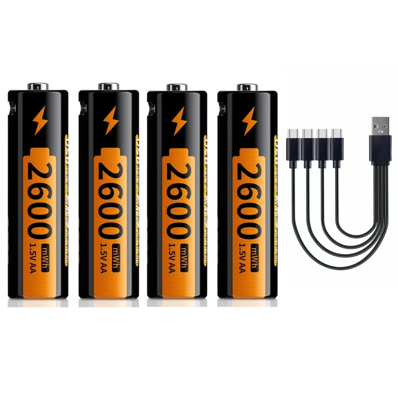 4pcs/lot 2600mWh 1.5V AA rechargeable battery USB rechargeable lithium battery Type-c charging cable charging
4pcs/lot 2600mWh 1.5V AA rechargeable battery USB rechargeable lithium battery Type-c charging cable charging