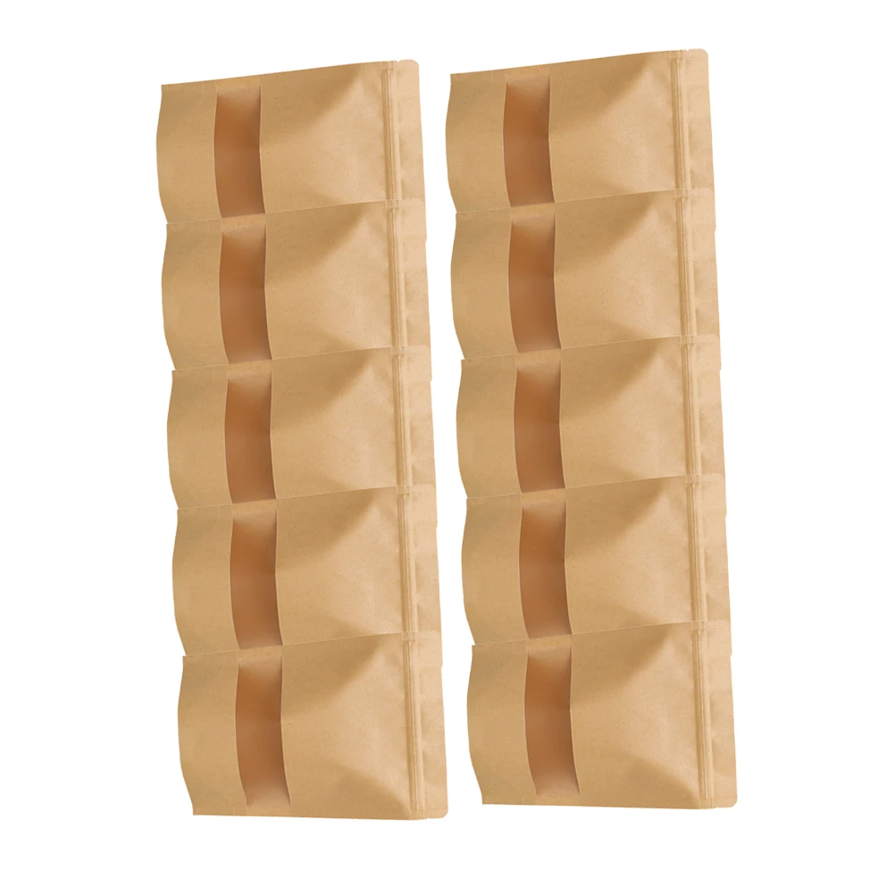 50pcs Self-standing Food Grade Reusable Waterproof Clear Window Kraft Paper Standing Packing Cookies Pouches
50pcs Self-standing Food Grade Reusable Waterproof Clear Window Kraft Paper Standing Packing Cookies Pouches