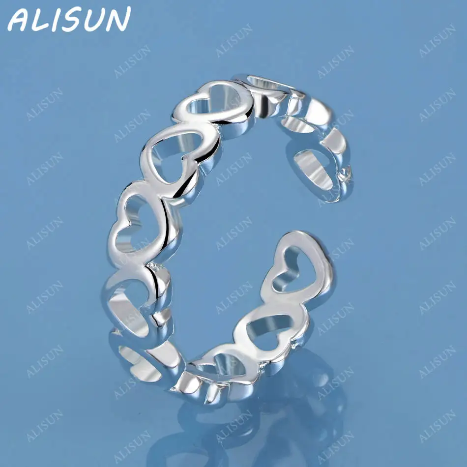 ALISUN 925 Sterling Silver Hearts Open Wedding Ring For Women Grace Jewelry Trend Fashionable Birthday Party Gifts
ALISUN 925 Sterling Silver Hearts Open Wedding Ring For Women Grace Jewelry Trend Fashionable Birthday Party Gifts