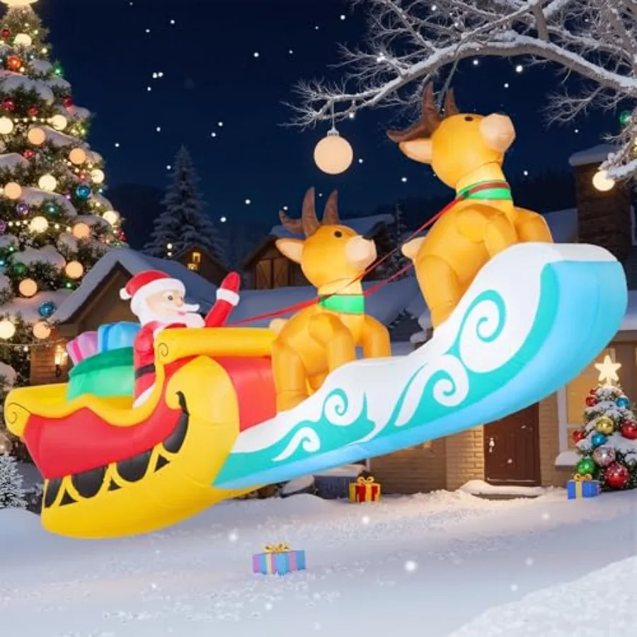 10 FT Long Christmas Inflatable Hanging Santa Sleigh and Reindeer Outdoor Decoration with Built-in LED for Xmas Party Garden La
10 FT Long Christmas Inflatable Hanging Santa Sleigh and Reindeer Outdoor Decoration with Built-in LED for Xmas Party Garden La