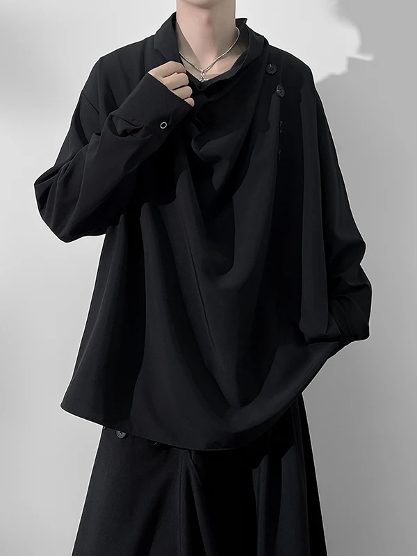 Dark Style Stand Collar Men's Shirt Irregular Pure Color Formal Sensation Anti-Uv Polyester Fiber Long Sleeve Summer Shirt
Dark Style Stand Collar Men's Shirt Irregular Pure Color Formal Sensation Anti-Uv Polyester Fiber Long Sleeve Summer Shirt