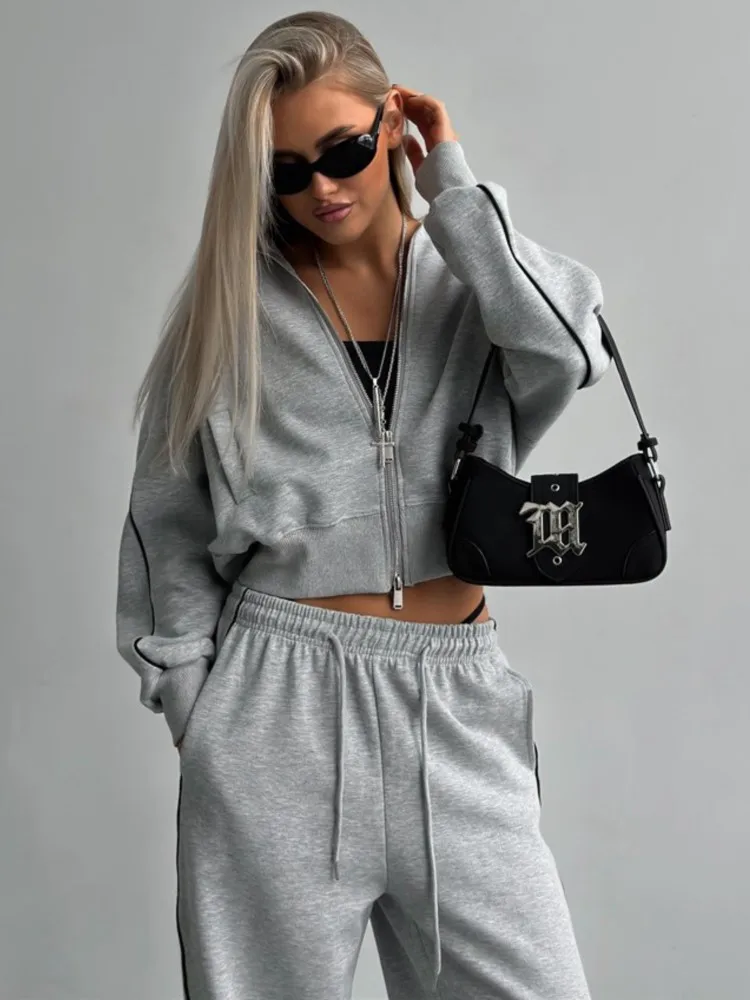 Women's Casual Sweatshirt Hoodie Two Piece Set Long Sleeve Zipper Cardigan Tops And Pants Outfits Female Loose Sports Ladies Set
Women's Casual Sweatshirt Hoodie Two Piece Set Long Sleeve Zipper Cardigan Tops And Pants Outfits Female Loose Sports Ladies Set