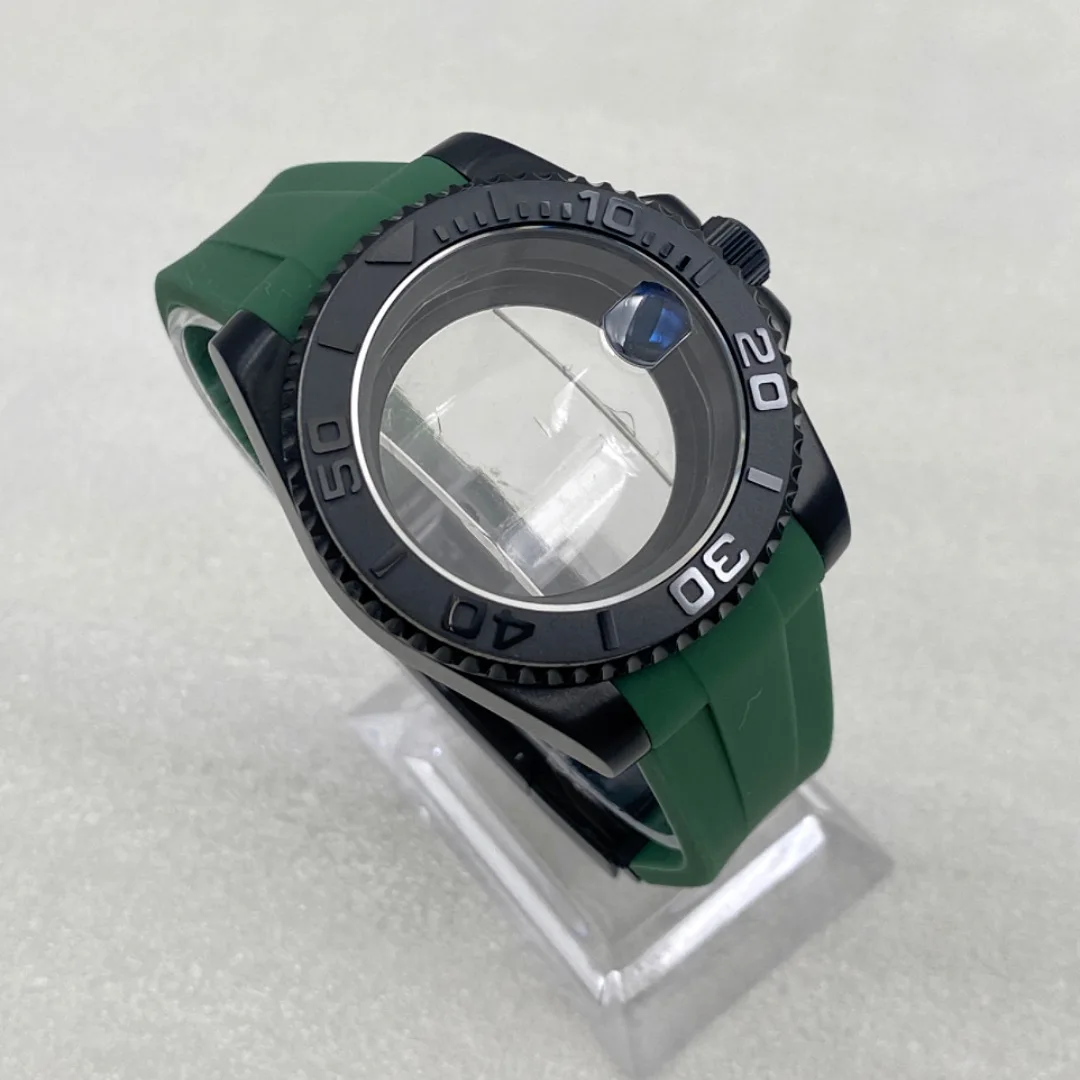40mm black case with green tape transparent bottom set suitable for NH34/NH35 movements
40mm black case with green tape transparent bottom set suitable for NH34/NH35 movements