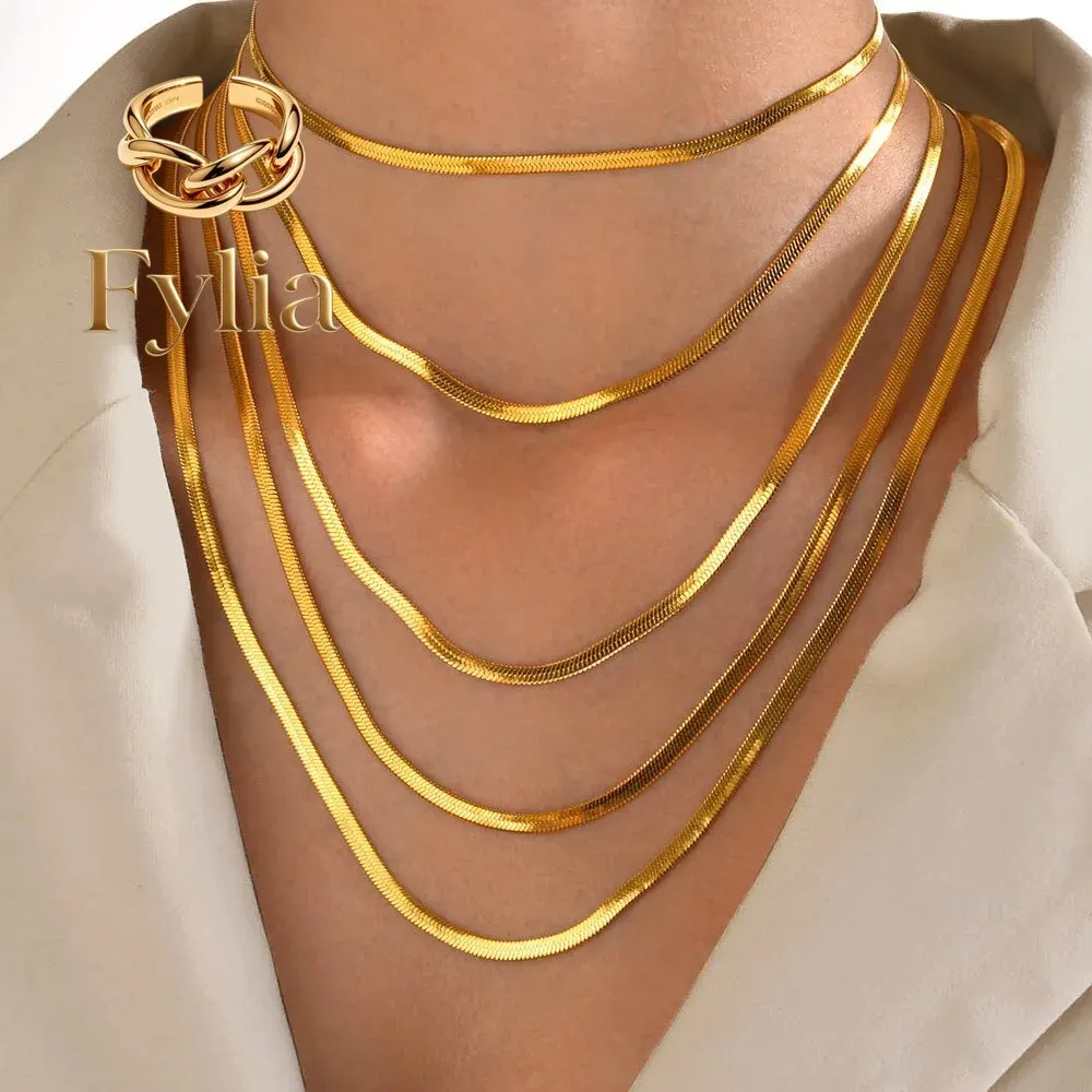 Fylia Jewelry Luxury 24K 9999 Pure Gold real gold Women's Blade Chain Clavicle Chain Flat Snake Bone Chain Necklace
Fylia Jewelry Luxury 24K 9999 Pure Gold real gold Women's Blade Chain Clavicle Chain Flat Snake Bone Chain Necklace