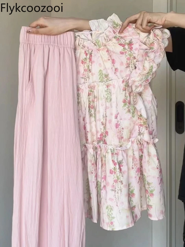 Gentle Style Suit for Women Sweet Design Floral Flying Sleeve Shirt Top Paired with High-waisted Casual Pants Two-piece Set
Gentle Style Suit for Women Sweet Design Floral Flying Sleeve Shirt Top Paired with High-waisted Casual Pants Two-piece Set