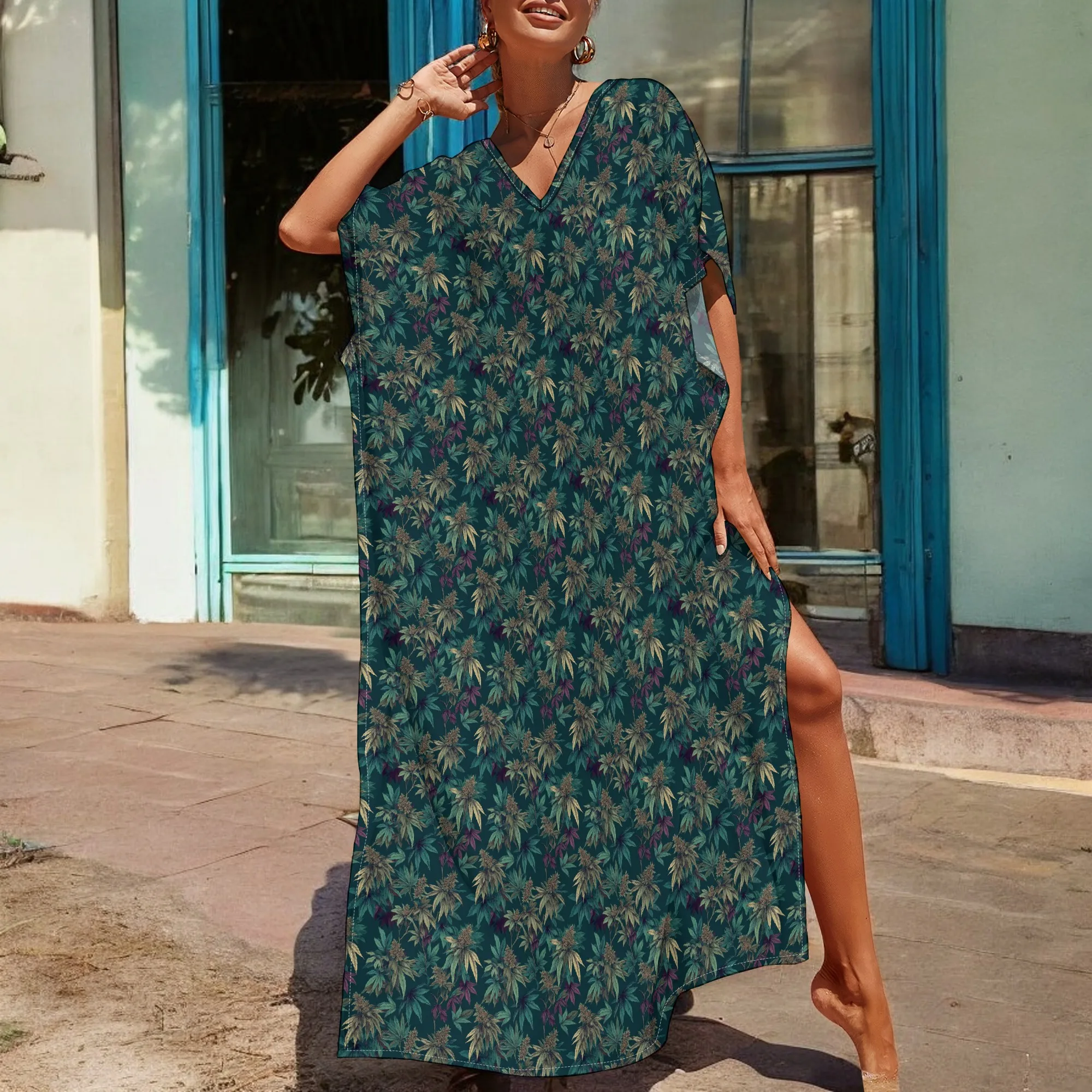 Botanical Leaf Print Kaftan Dress for Women V-Neck Loose Fit Summer Maxi Dress 2025 Tropical Vacation Style S-3XL
Botanical Leaf Print Kaftan Dress for Women V-Neck Loose Fit Summer Maxi Dress 2025 Tropical Vacation Style S-3XL