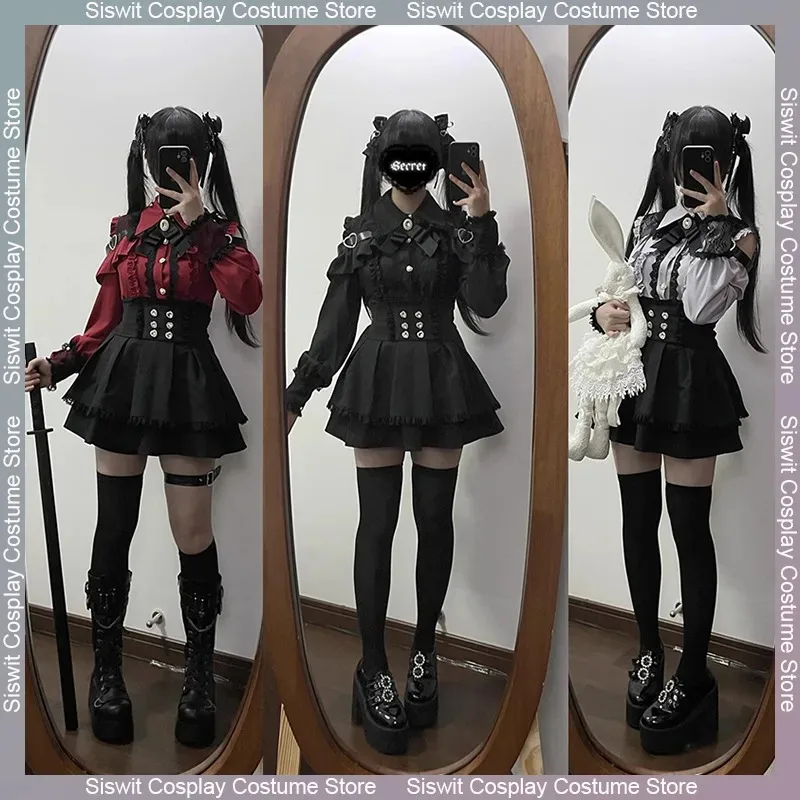Lolita girl cosplay costume long sleeve shirt high waist Ruched lace skirt set Japanese style gothic outfit anime party dress up
Lolita girl cosplay costume long sleeve shirt high waist Ruched lace skirt set Japanese style gothic outfit anime party dress up