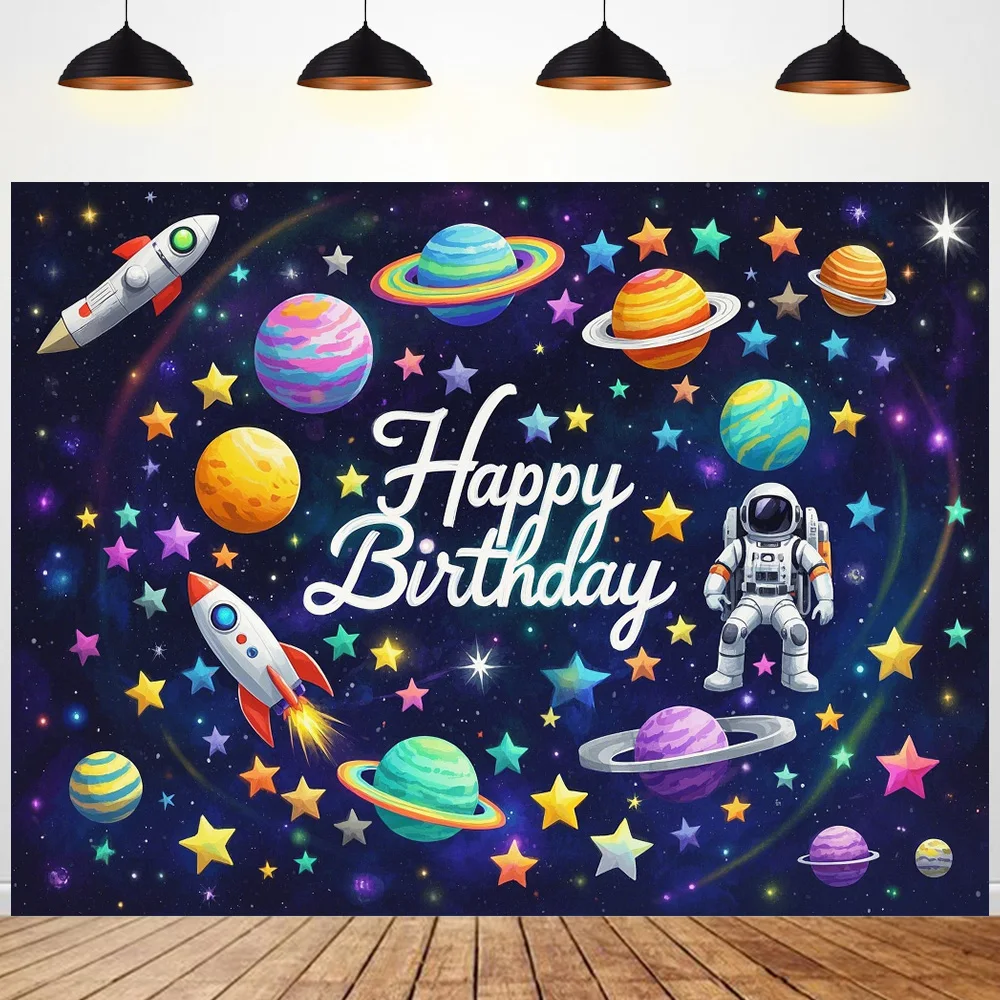 Space theme Birthday party background Astronaut Universe World Planet Exploration Children's room decoration Backdrops Photo
Space theme Birthday party background Astronaut Universe World Planet Exploration Children's room decoration Backdrops Photo