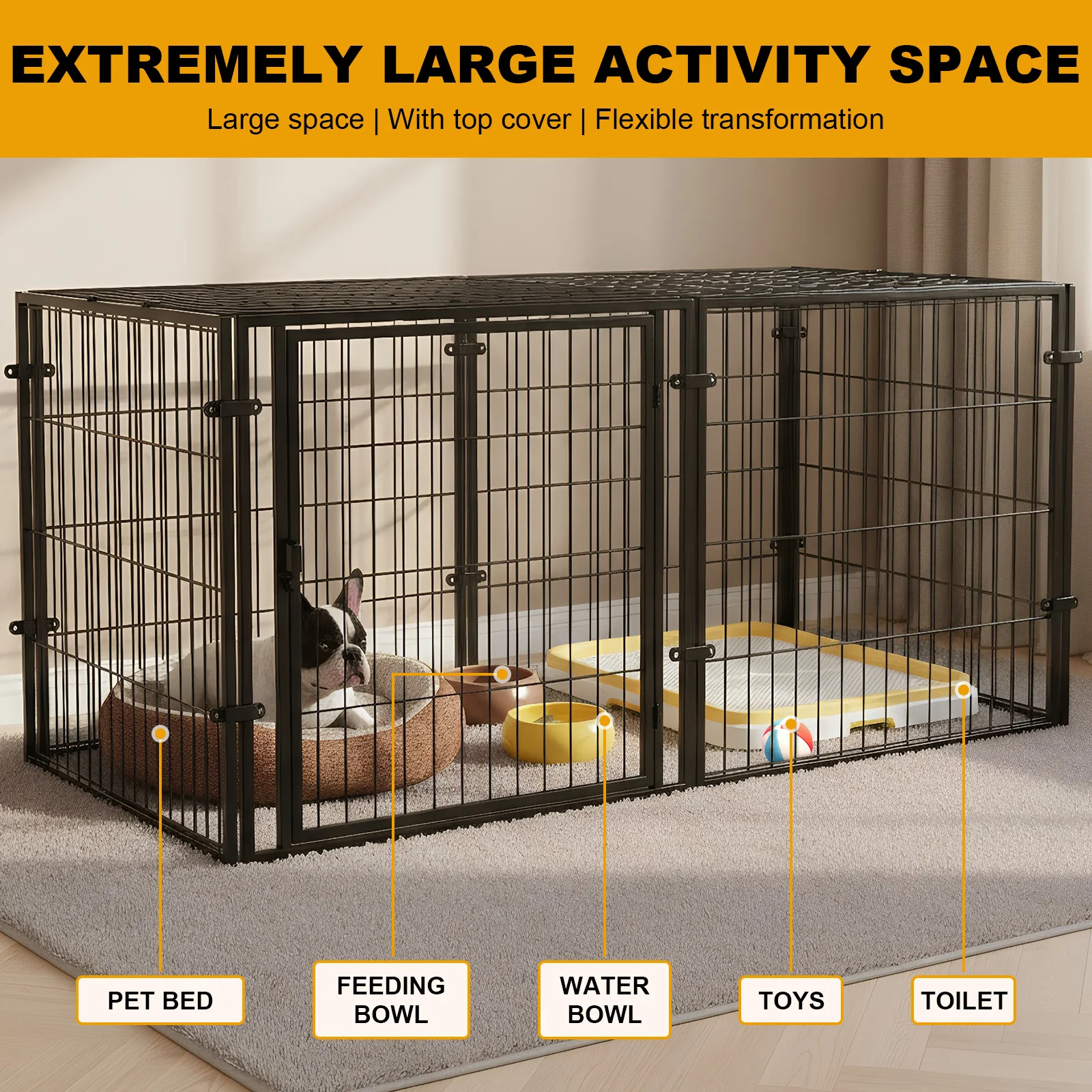 48 Inch Puppy Playpen Easy Assemble Heavy Duty Wire Dog Crates with Door Dogs Cage Kennel Stackable for Puppies and Small Dog
48 Inch Puppy Playpen Easy Assemble Heavy Duty Wire Dog Crates with Door Dogs Cage Kennel Stackable for Puppies and Small Dog