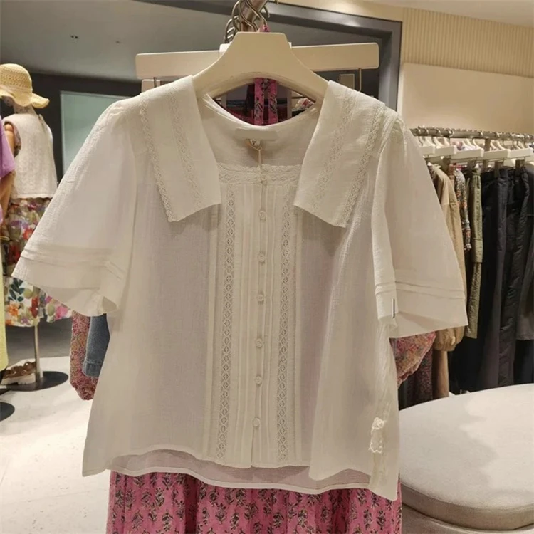 Ele Pure Cotton ort Sve irt Sweet e Sle Summer New Faion Breathable Comfortable Women's irt
Ele Pure Cotton ort Sve irt Sweet e Sle Summer New Faion Breathable Comfortable Women's irt