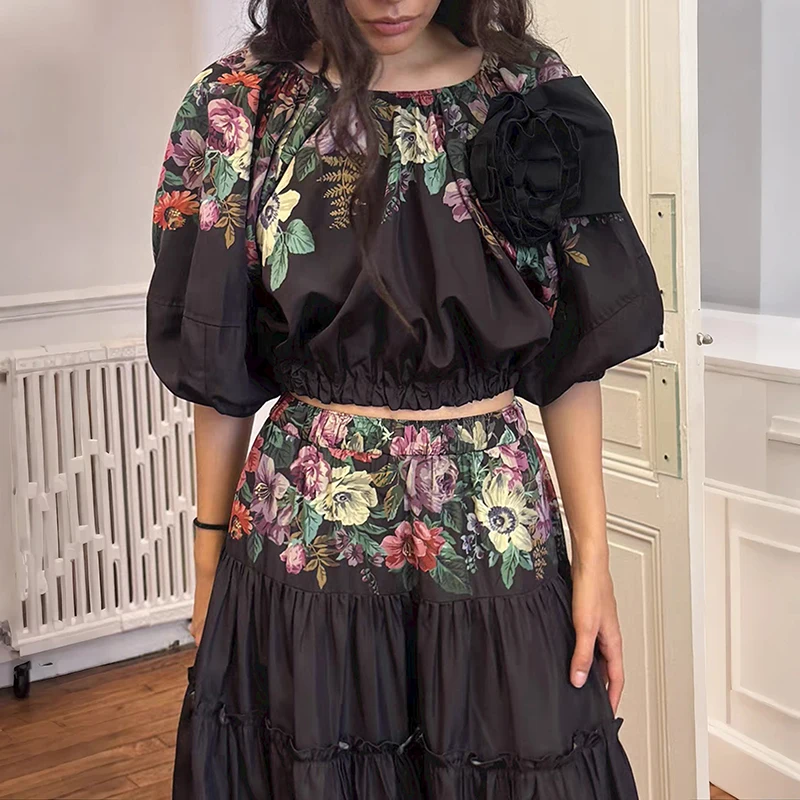 Fashionable Smooth Waist-Cinching Lantern Sleeve Long Dress Set with 3D Flower Print for Women Spring Summer Collection
Fashionable Smooth Waist-Cinching Lantern Sleeve Long Dress Set with 3D Flower Print for Women Spring Summer Collection