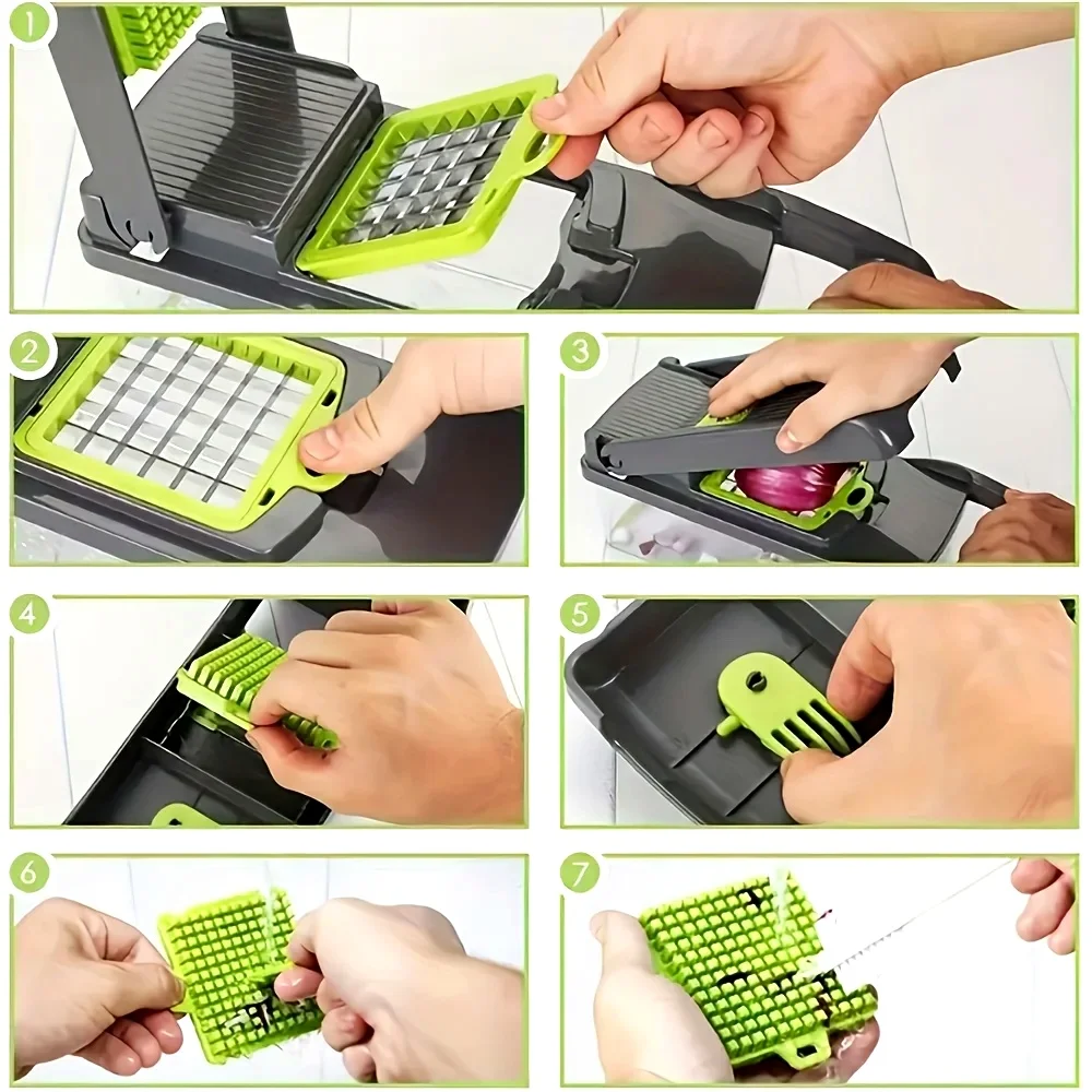 16-in-1 Manual Vegetable Chopper with Container & 8 Blades - Easy Onion, Carrot, Garlic Slicer - Father's Day Kitchen Gift
16-in-1 Manual Vegetable Chopper with Container & 8 Blades - Easy Onion, Carrot, Garlic Slicer - Father's Day Kitchen Gift
