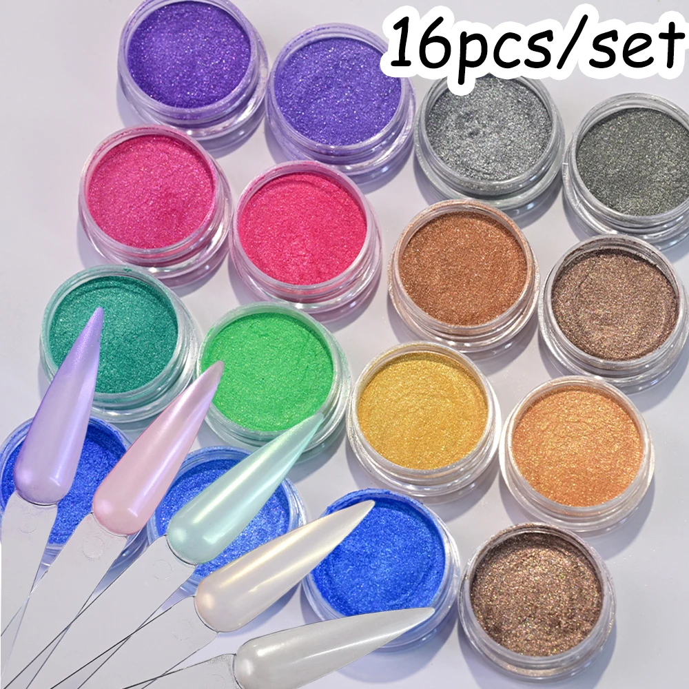 16pcs/Set Aurora Mermaid Dreams Nail Powder Mica Pearlescent Chrome Pigment Dust Moonlight Mirror Effect Glitter Nail Art Powder
16pcs/Set Aurora Mermaid Dreams Nail Powder Mica Pearlescent Chrome Pigment Dust Moonlight Mirror Effect Glitter Nail Art Powder