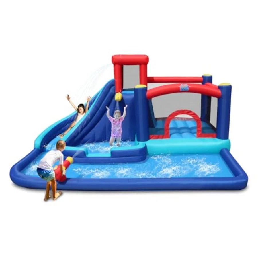 Inflatable Water Slide for:Backyard Water Park with PVC Material, Blue and Yellow, Big Bouncy Area, Splash Pool, Long Slide, Wa
Inflatable Water Slide for:Backyard Water Park with PVC Material, Blue and Yellow, Big Bouncy Area, Splash Pool, Long Slide, Wa