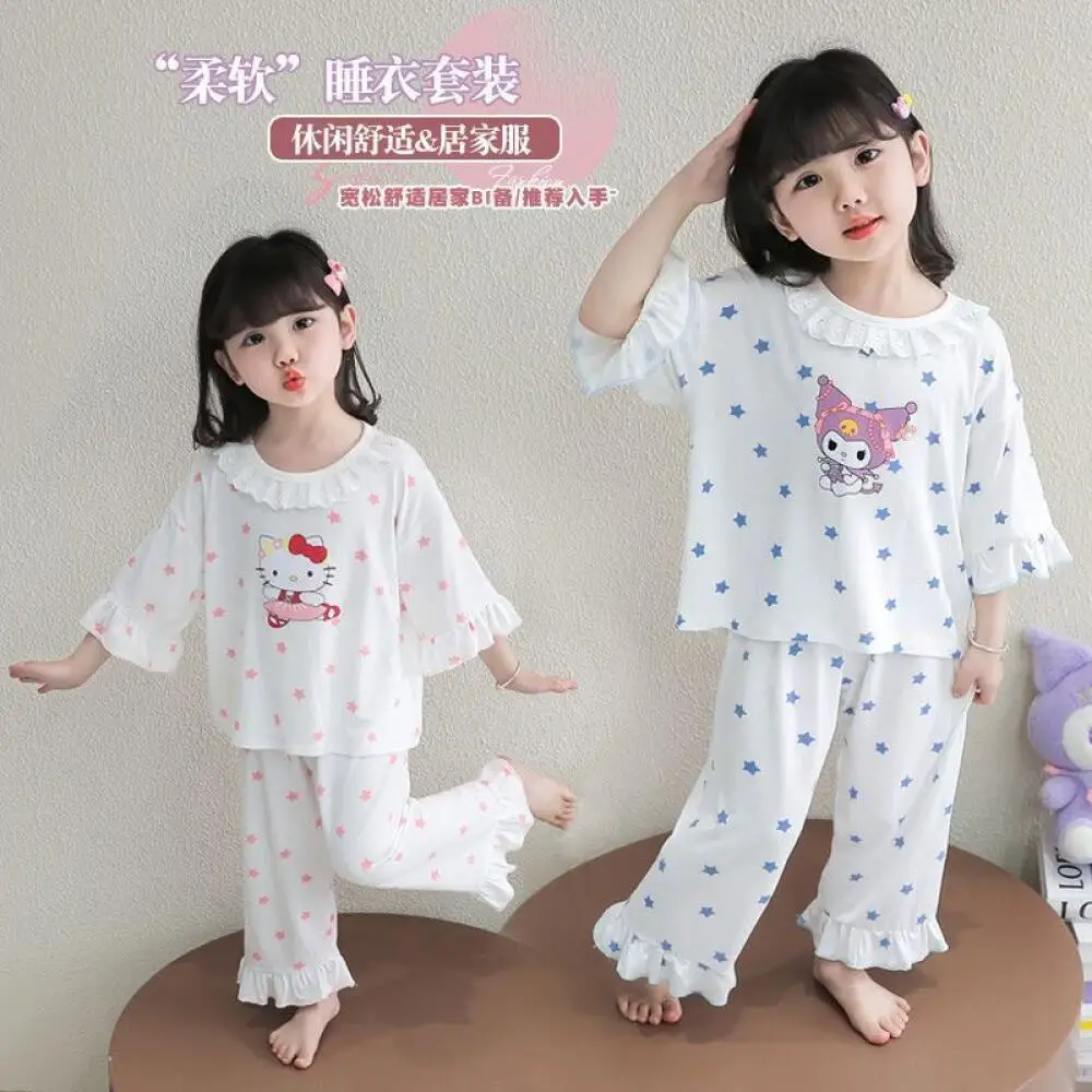 Sanrio Hello Kitty Girls Simple Pajamas Summer 2026New Cute Sweet Kids Cartoon Anime Home Clothes Comfortable Children's Clothes
Sanrio Hello Kitty Girls Simple Pajamas Summer 2026New Cute Sweet Kids Cartoon Anime Home Clothes Comfortable Children's Clothes