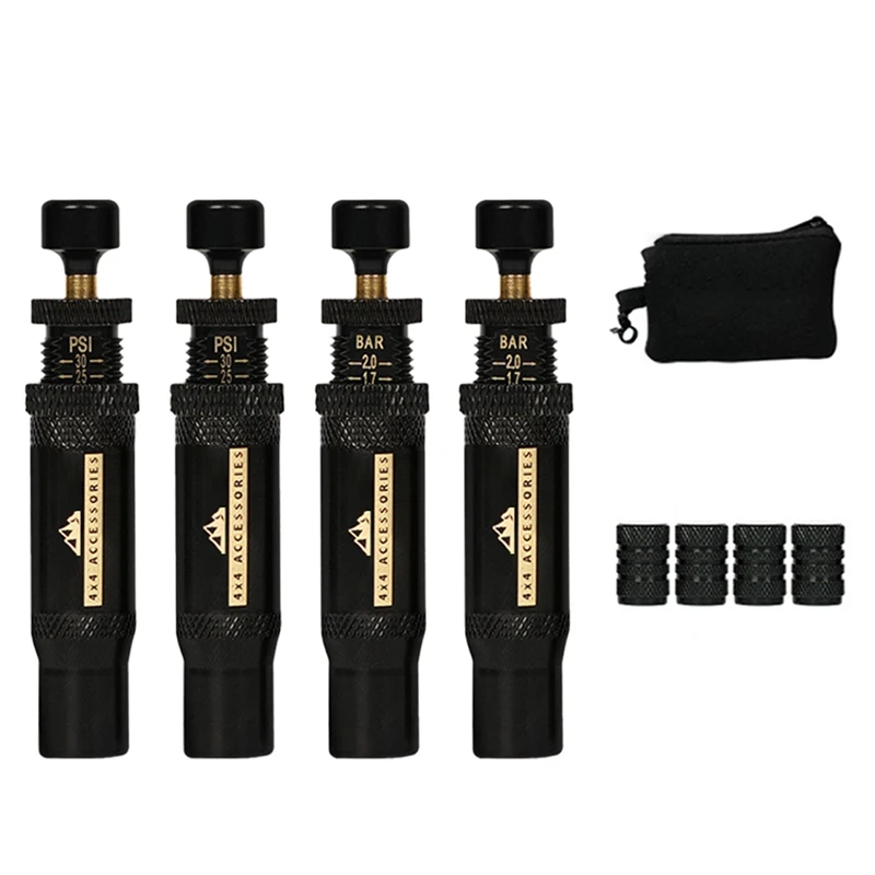 Adjustable Auto-Stop Tire-Deflator Valve Kit (10-30 PSI) 4 PCS Screw-On Tyre Air Down Tool For Vehicles Motorcycle
Adjustable Auto-Stop Tire-Deflator Valve Kit (10-30 PSI) 4 PCS Screw-On Tyre Air Down Tool For Vehicles Motorcycle
