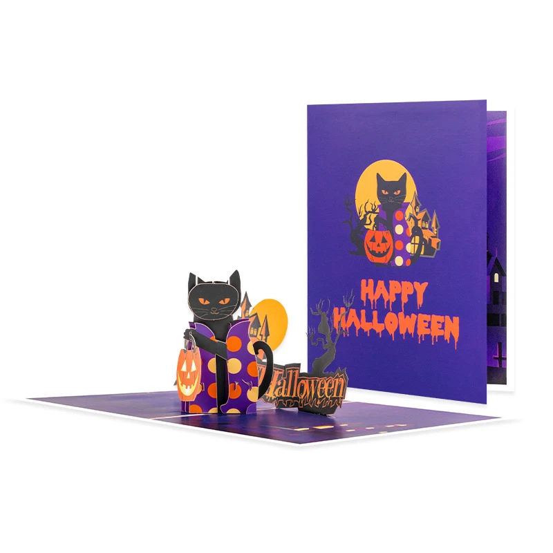 2Pcs Halloween 3D Pop-Up Card Creative Black Cat Jack-o'-Lantern Handmade Paper Cutout Card Cross-Border Holiday Greeting Card
2Pcs Halloween 3D Pop-Up Card Creative Black Cat Jack-o'-Lantern Handmade Paper Cutout Card Cross-Border Holiday Greeting Card