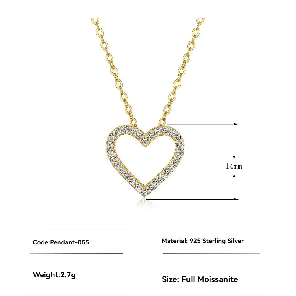 Sparkling Full Moissanite Heart Pendant Necklace for Women - Wedding Band Gift, Engagement Jewelry with Gold Plated Chain
Sparkling Full Moissanite Heart Pendant Necklace for Women - Wedding Band Gift, Engagement Jewelry with Gold Plated Chain