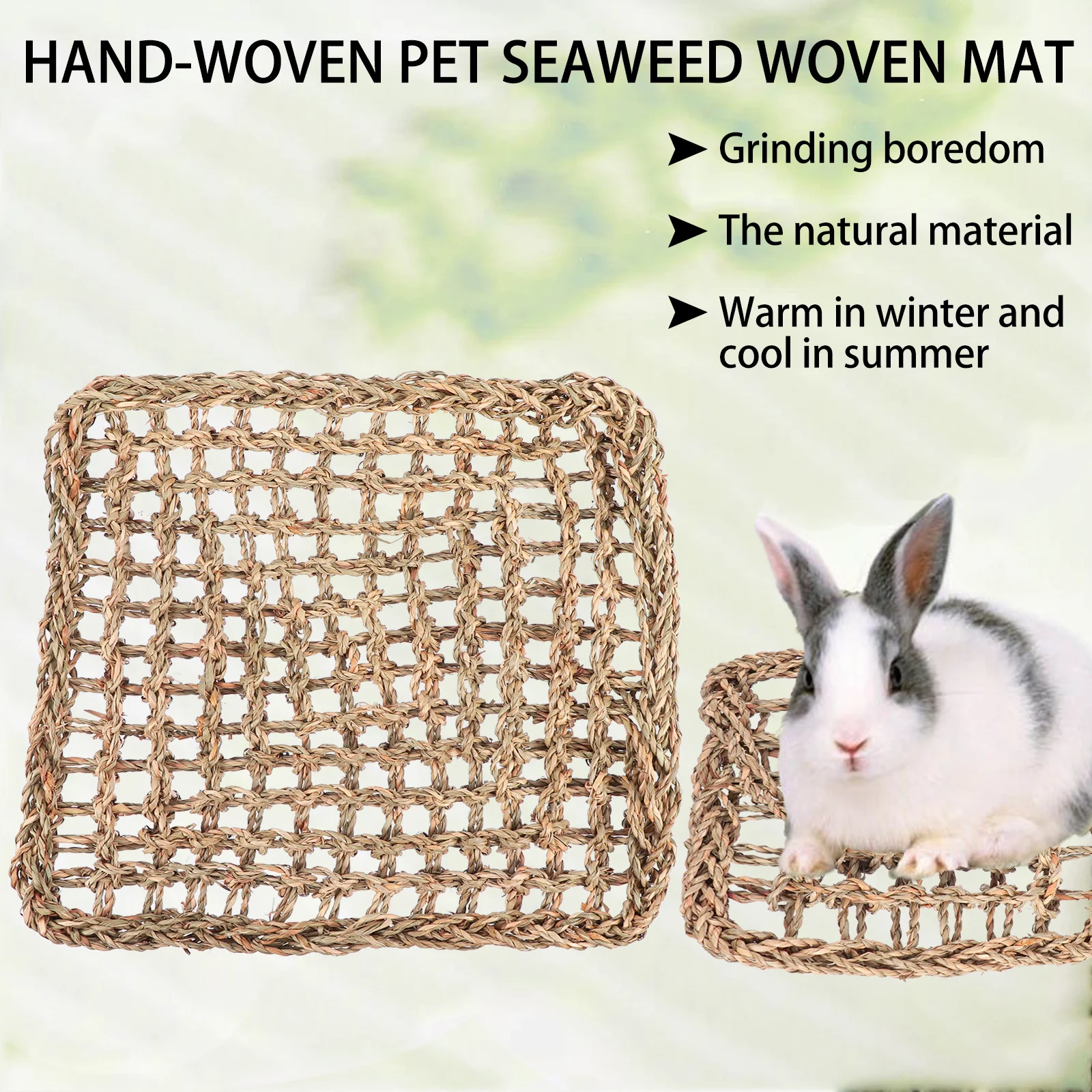 2Pcs Rabbit Mat Eco-Friendly Grass Woven Bed Chewable Ground Pad for Guinea Pig Bunny Dental Health Active Play
2Pcs Rabbit Mat Eco-Friendly Grass Woven Bed Chewable Ground Pad for Guinea Pig Bunny Dental Health Active Play