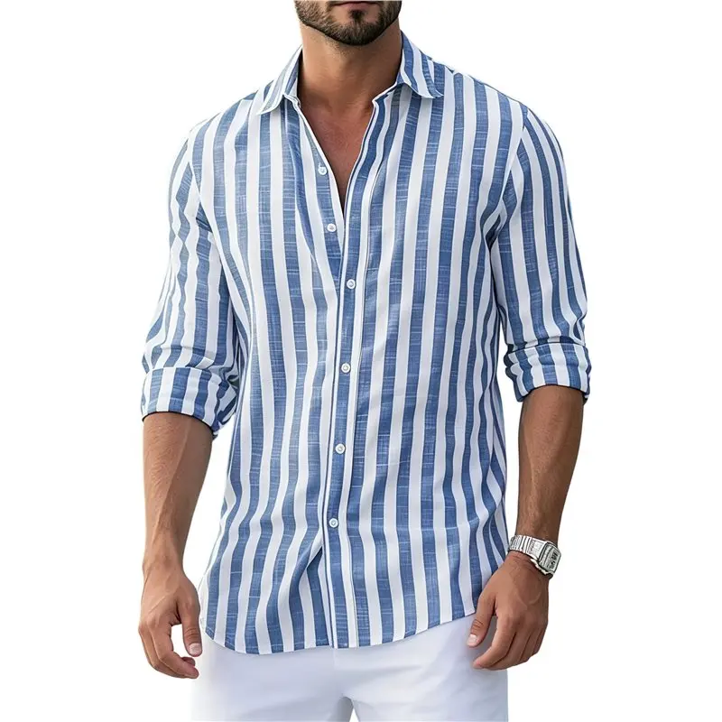 NEW-Men's Casual Stylish Collar Long Sleeve Button-Up Striped Shirt Fashion Daily Button Down Blouse Light Blue L
NEW-Men's Casual Stylish Collar Long Sleeve Button-Up Striped Shirt Fashion Daily Button Down Blouse Light Blue L