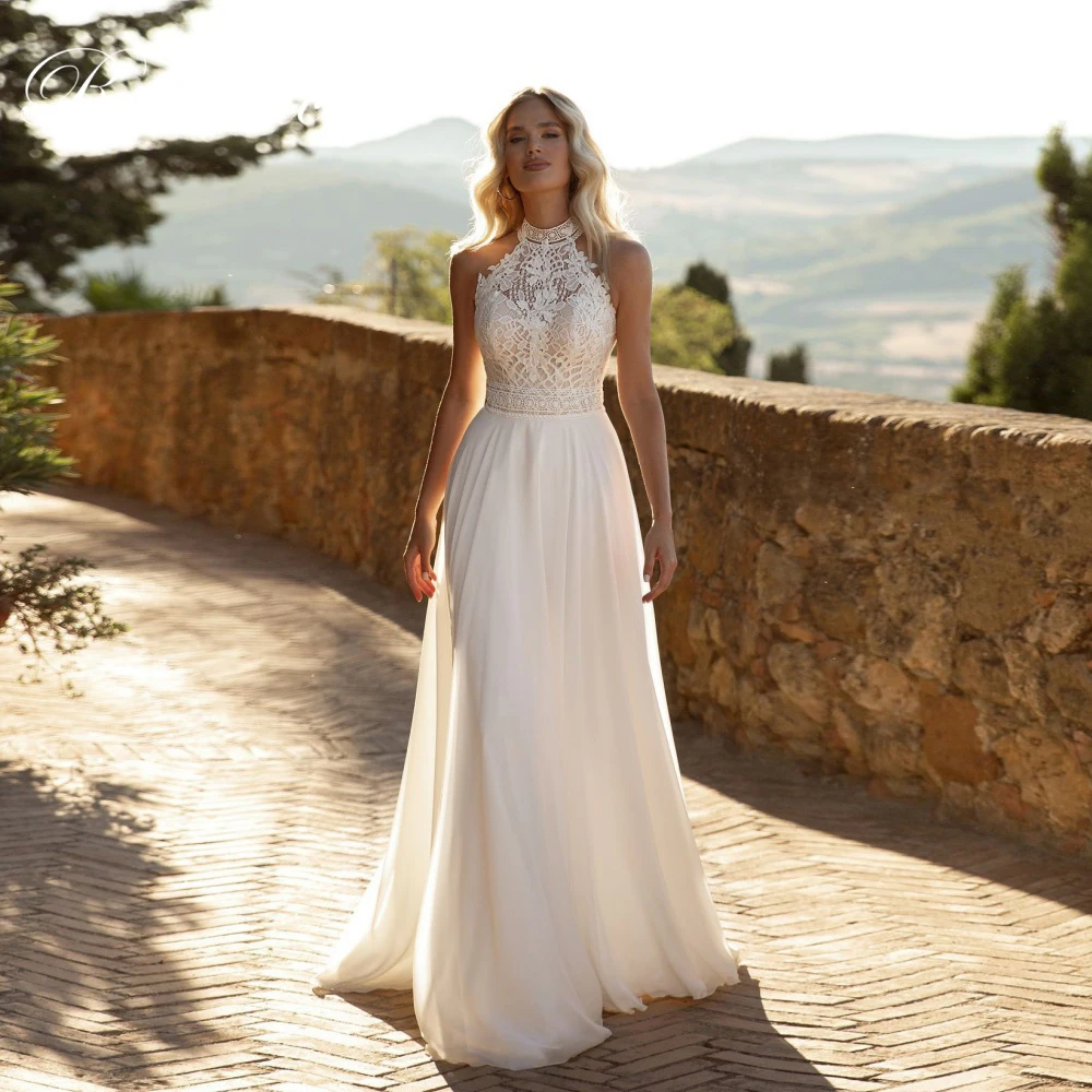 Elegant Lace Pleat High Collar A-Line Wedding Dress 2025 Sleeveless Appliques Illusion Back Buttons Vestidos De Novia Customized
Elegant Lace Pleat High Collar A-Line Wedding Dress 2025 Sleeveless Appliques Illusion Back Buttons Vestidos De Novia Customized