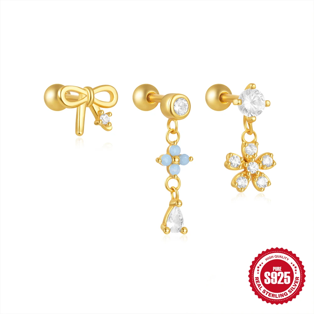 Aide 925 Sterling Silver earring For Women Twisted ball spiral Flower zircon Bow knot Piercing earrings jewelry party gifts
Aide 925 Sterling Silver earring For Women Twisted ball spiral Flower zircon Bow knot Piercing earrings jewelry party gifts