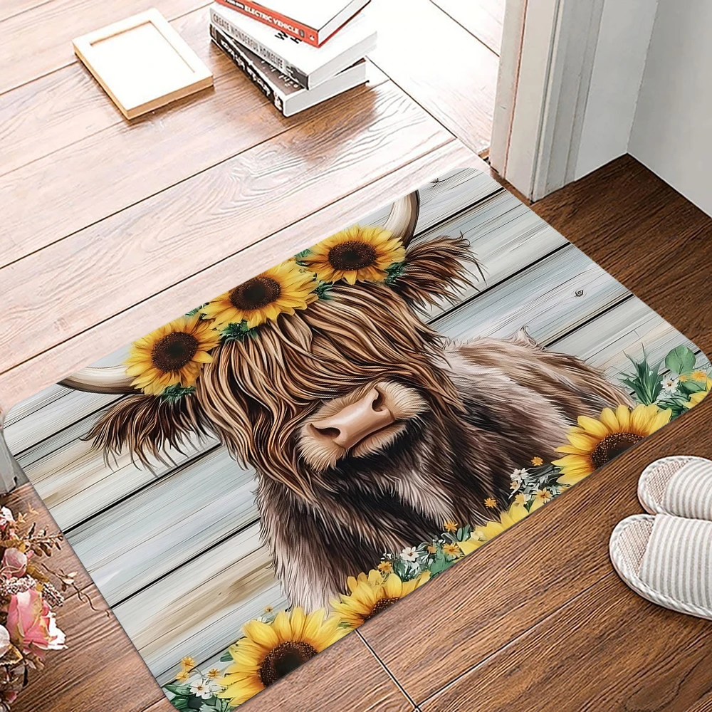 Floral Highland Cow Doormat Anti-slip Carpet for Kitchen Living Room Machine Floor Mat Washable Rug
Floral Highland Cow Doormat Anti-slip Carpet for Kitchen Living Room Machine Floor Mat Washable Rug