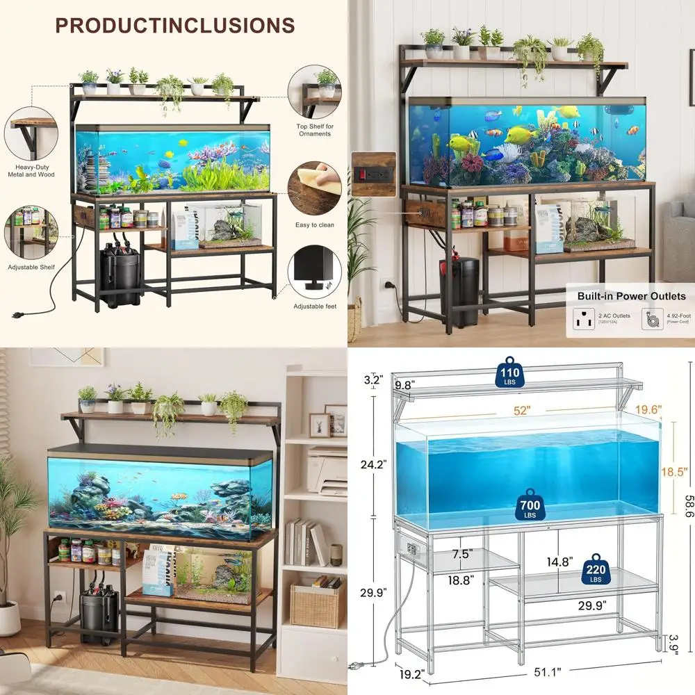 Прочная подставка для аквариума на 55 галлонов с розеткой, 6-ножечной опорой и 4-уровневыми регулируемыми полками
Прочная подставка для аквариума на 55 галлонов с розеткой, 6-ножечной опорой и 4-уровневыми регулируемыми полками