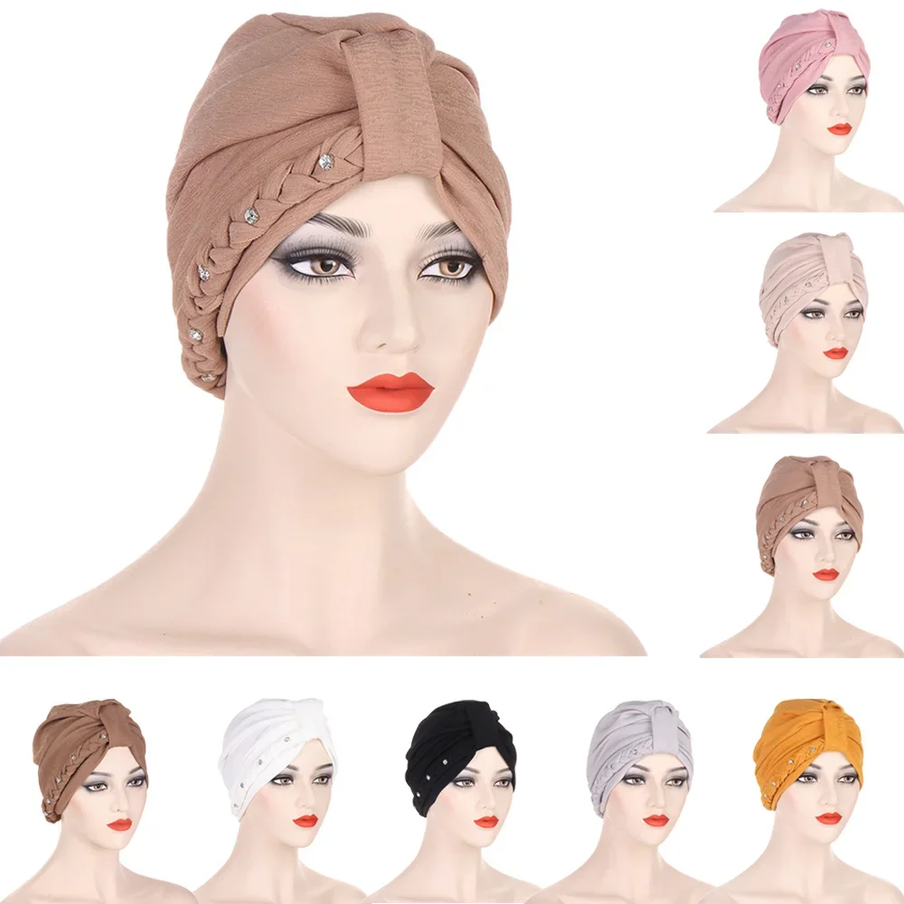 Women Lady Diamonds Muslim Braid Head Turban Wrap Cover Cancer Chemo Islam Hijab Arab Cap Hat Hair Loss Bonnet Beanies Skullies
Women Lady Diamonds Muslim Braid Head Turban Wrap Cover Cancer Chemo Islam Hijab Arab Cap Hat Hair Loss Bonnet Beanies Skullies