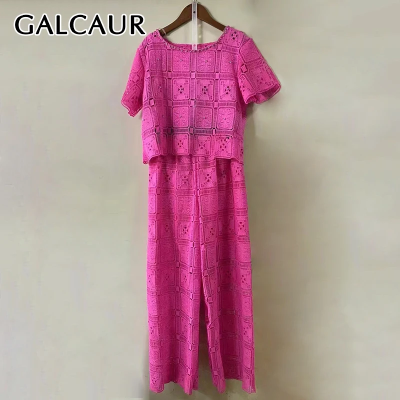 GALCAUR Spliced Plaid Elegant Two Piece Sets for Women Round Neck Short Sleeves Top Patchwork Hollow Out Pants Set Female New
GALCAUR Spliced Plaid Elegant Two Piece Sets for Women Round Neck Short Sleeves Top Patchwork Hollow Out Pants Set Female New