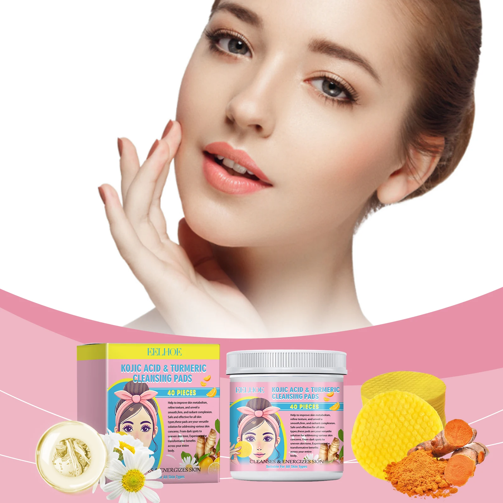 EELHOE Turmeric Kojic Acid Facial Cleansing Pads Cleaning Remover Pores Dirt Moisturizer Face Exfoliating Daily Clean Skin Care
EELHOE Turmeric Kojic Acid Facial Cleansing Pads Cleaning Remover Pores Dirt Moisturizer Face Exfoliating Daily Clean Skin Care