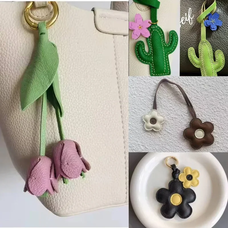 Cowhide Leather Flower Shaped Bag Charm Genuine Leather Rope Women's Tulip Cactus Bag Pendant Car Keychain Hand Rope Accessories
Cowhide Leather Flower Shaped Bag Charm Genuine Leather Rope Women's Tulip Cactus Bag Pendant Car Keychain Hand Rope Accessories