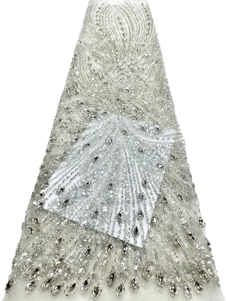 African Luxury Hand-Beaded Stone Lace Fabric High-Quality Nigerian Sequin Tulle Lace Fabric Wedding Gown & Evening Dress
African Luxury Hand-Beaded Stone Lace Fabric High-Quality Nigerian Sequin Tulle Lace Fabric Wedding Gown & Evening Dress