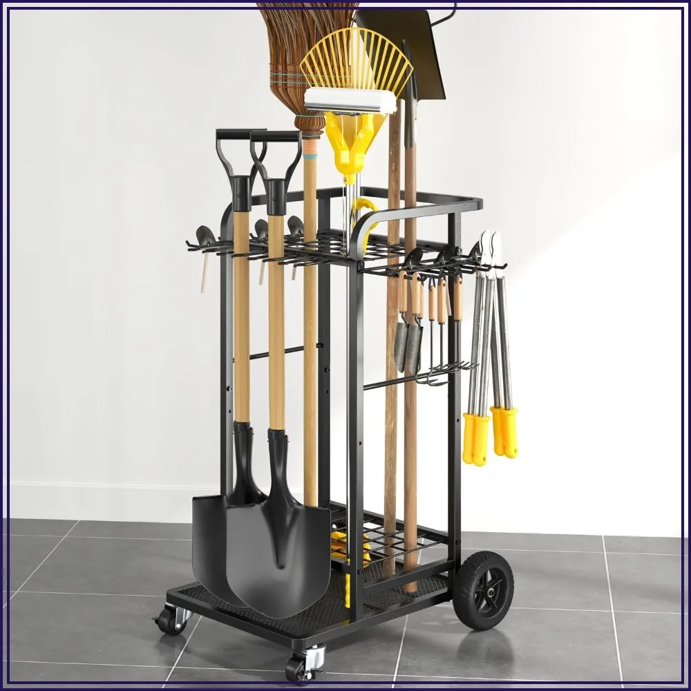 Heavy Duty Garden Tool Organizer with Large Wheels, 3-Tier Yard Tower Tool Rack, Holds 35 Tools, 12 Hooks
Heavy Duty Garden Tool Organizer with Large Wheels, 3-Tier Yard Tower Tool Rack, Holds 35 Tools, 12 Hooks