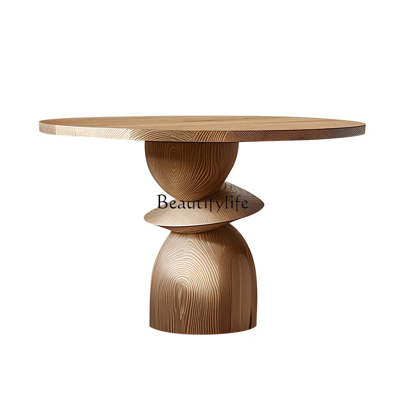 Art dining table wabi style Italian minimalist round table all solid wood high-end furniture
Art dining table wabi style Italian minimalist round table all solid wood high-end furniture