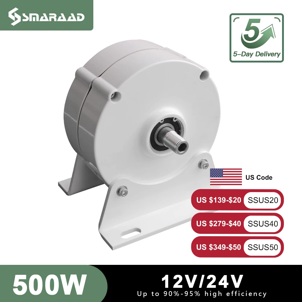 Gearless Permanent Magnet Generator Turbine Low Speed 500W 12V 24V For Water Conservancy And Wind Power Household 220V
Gearless Permanent Magnet Generator Turbine Low Speed 500W 12V 24V For Water Conservancy And Wind Power Household 220V