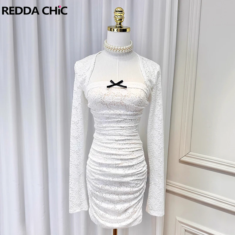 Короткое облегающее платье ReddaChic Coquette с кружевной отделкой, белое, однотонное, с эффектом корсета, с бантом, мини-платье-бодикон, сексуальная женская одежда
Короткое облегающее платье ReddaChic Coquette с кружевной отделкой, белое, однотонное, с эффектом корсета, с бантом, мини-платье-бодикон, сексуальная женская одежда