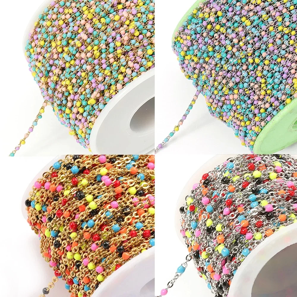 Colorful Oil-Dropped Round Bead Chain Stainless Steel Rainbow Beaded Chain Necklace Bracelet DIY Handmade Jewelry Accessories
Colorful Oil-Dropped Round Bead Chain Stainless Steel Rainbow Beaded Chain Necklace Bracelet DIY Handmade Jewelry Accessories