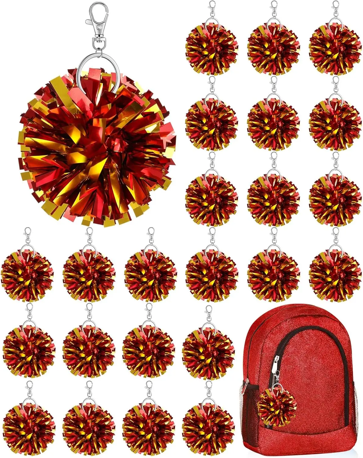 Pom Pom Keychain Gift for Cheerleaders Sparkly Foil Charm with Hook Women Accessory
Pom Pom Keychain Gift for Cheerleaders Sparkly Foil Charm with Hook Women Accessory