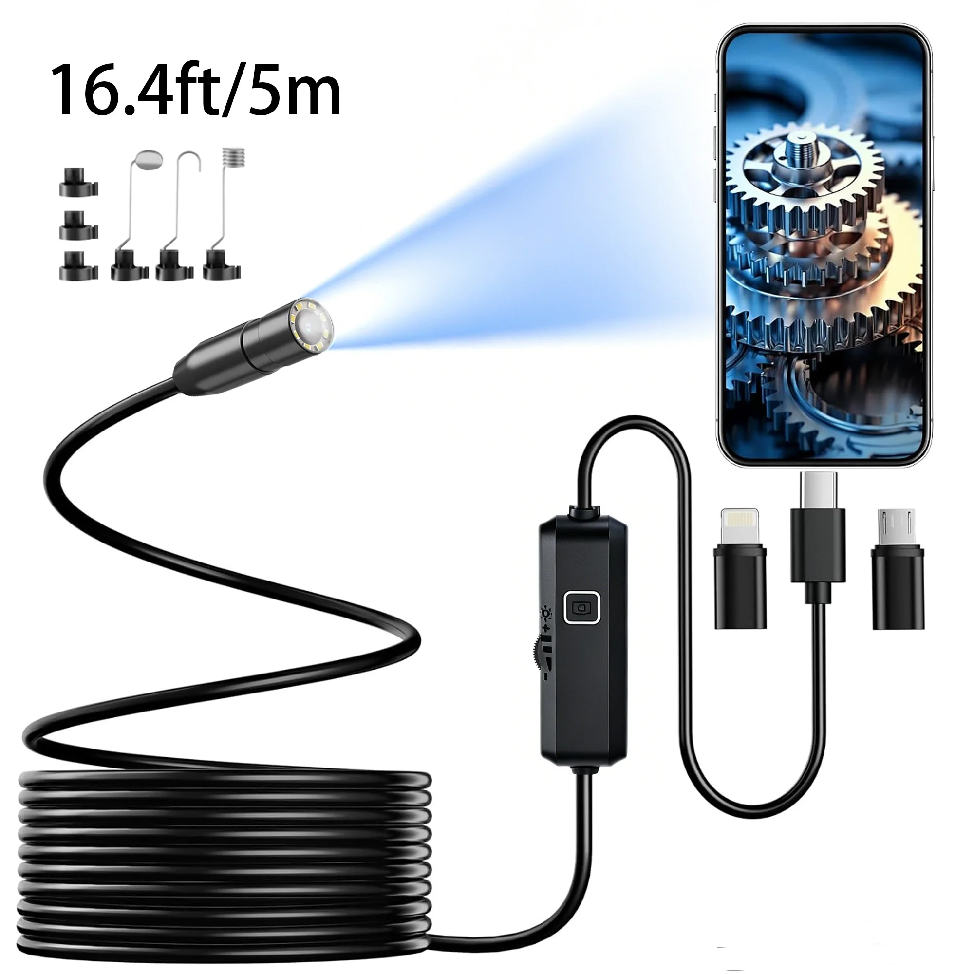 Industrial endoscope, mobile detection camera, compatible with iOS/Android, equipped with adapter, used for maintenance of autom
Industrial endoscope, mobile detection camera, compatible with iOS/Android, equipped with adapter, used for maintenance of autom