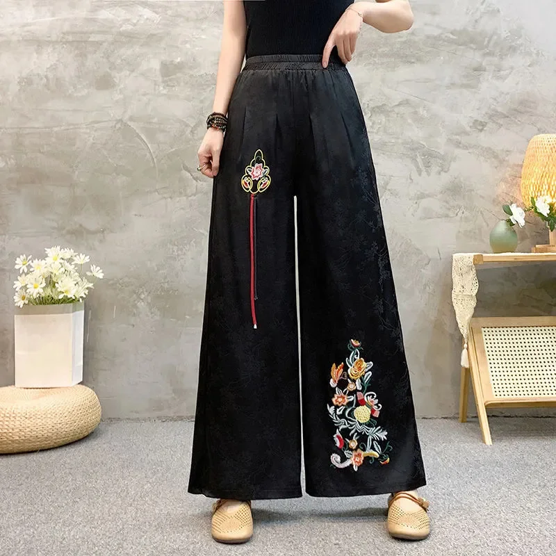 Spring Summer Casual Trousers Women 2025 New Chinoiserie Embroidery High-Waisted Trousers Fashion Female Wide-Leg Pants
Spring Summer Casual Trousers Women 2025 New Chinoiserie Embroidery High-Waisted Trousers Fashion Female Wide-Leg Pants