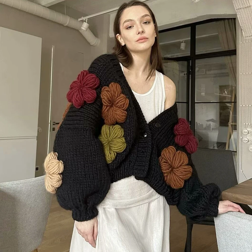 2024 Winter Women Knitted Cardigan Sweater Fashion Chic Lantern Sleeve Loose Coats Sweaters Handmade Floral Cute Outerwear
2024 Winter Women Knitted Cardigan Sweater Fashion Chic Lantern Sleeve Loose Coats Sweaters Handmade Floral Cute Outerwear