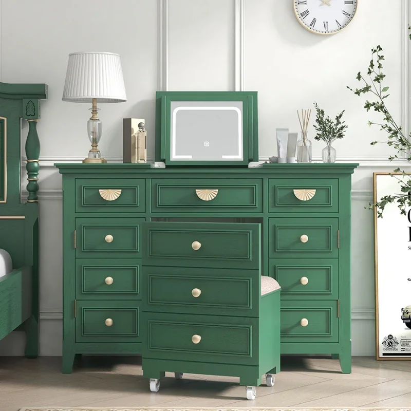 Dressing Table Retro High Sense Dresser Beauty Lamp Mirror Dressing Table with Dressing Stool 
Dressing Table Retro High Sense Dresser Beauty Lamp Mirror Dressing Table with Dressing Stool