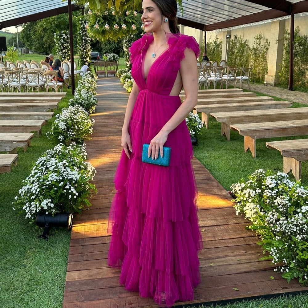 Carolina Deep V-Neck Tulle Evening Dresses Women Pleated Sleeveless Tiered Elegant Wedding Guest Elegant Formal Party Gowns
Carolina Deep V-Neck Tulle Evening Dresses Women Pleated Sleeveless Tiered Elegant Wedding Guest Elegant Formal Party Gowns